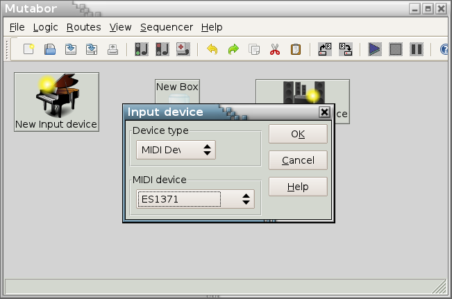 Screenshot while adding an input device.